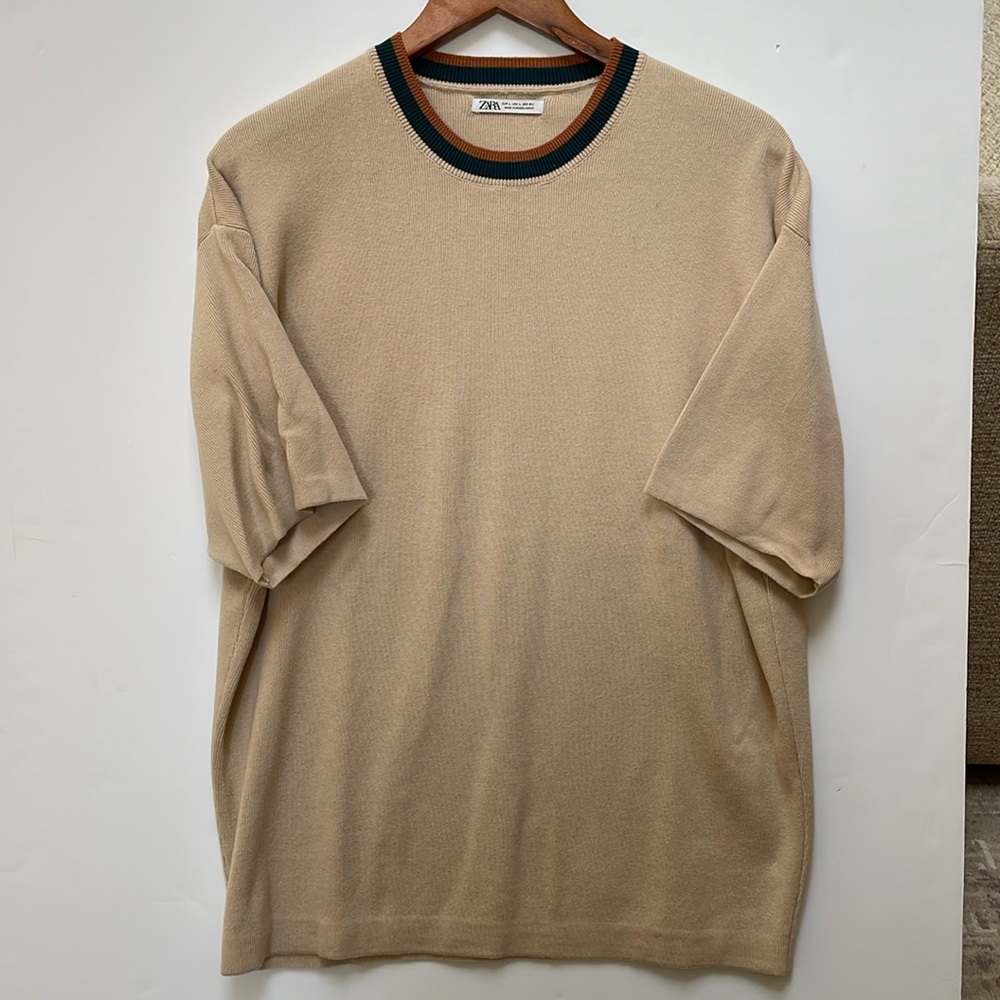 Zara Beige Crewneck Sweater